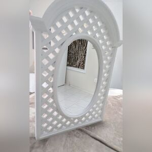 Vintage Burwood  White Resin Lattice Mirror